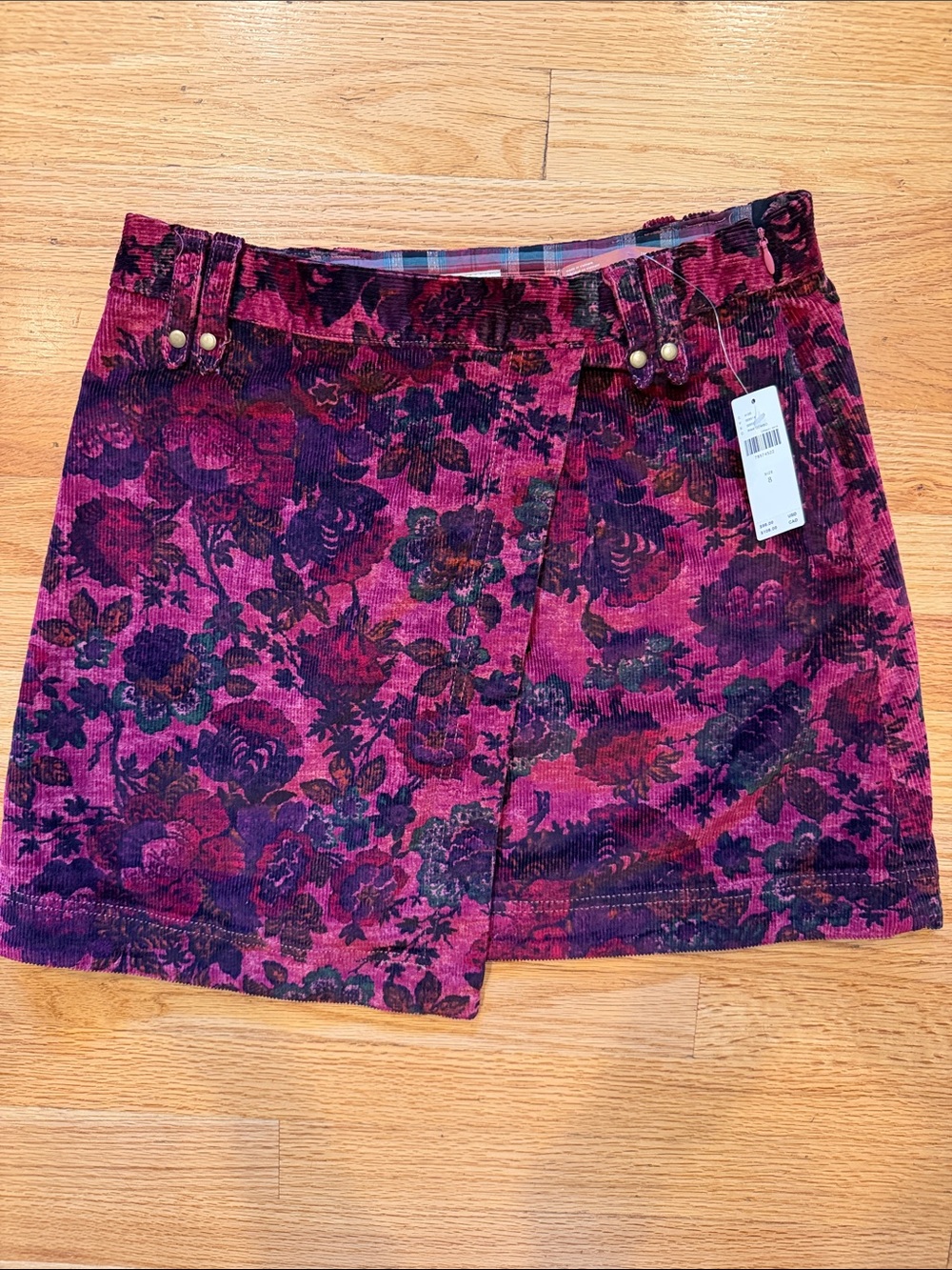NWT Anthropology Pilcro Floral Corduroy Mini Skirt - Pink